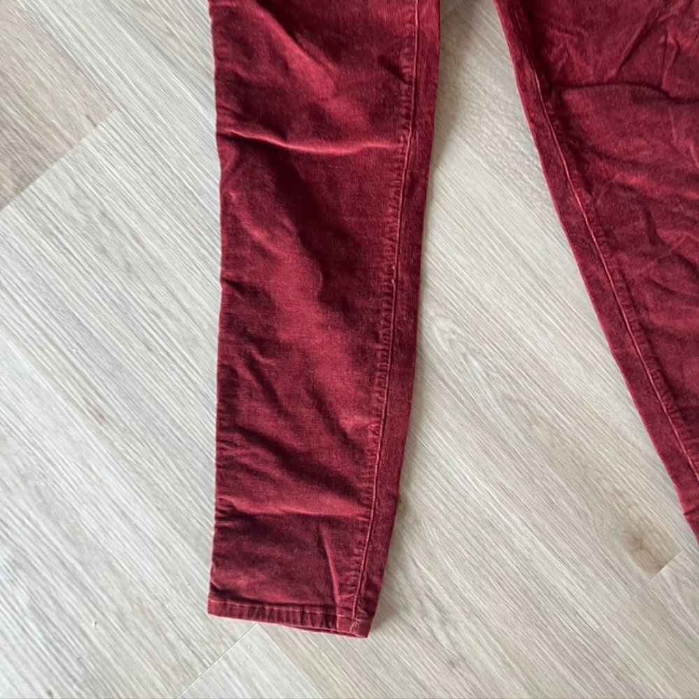 ** Madewell Red Burgundy Velvet 10” High Rise Skinny Ankle Jeans Velour 27 - Picture 2 of 9